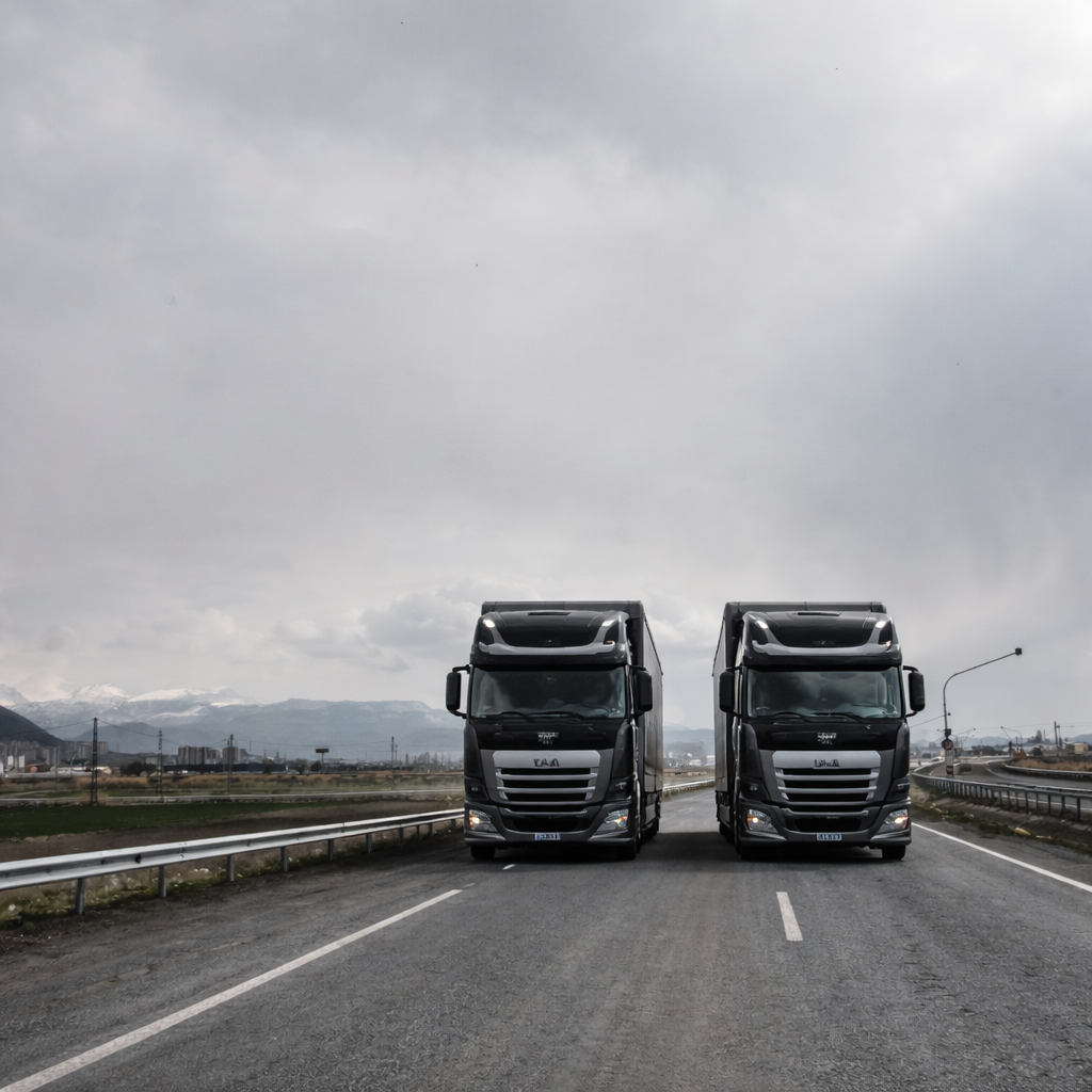 Homepage hero image with 2 trucks